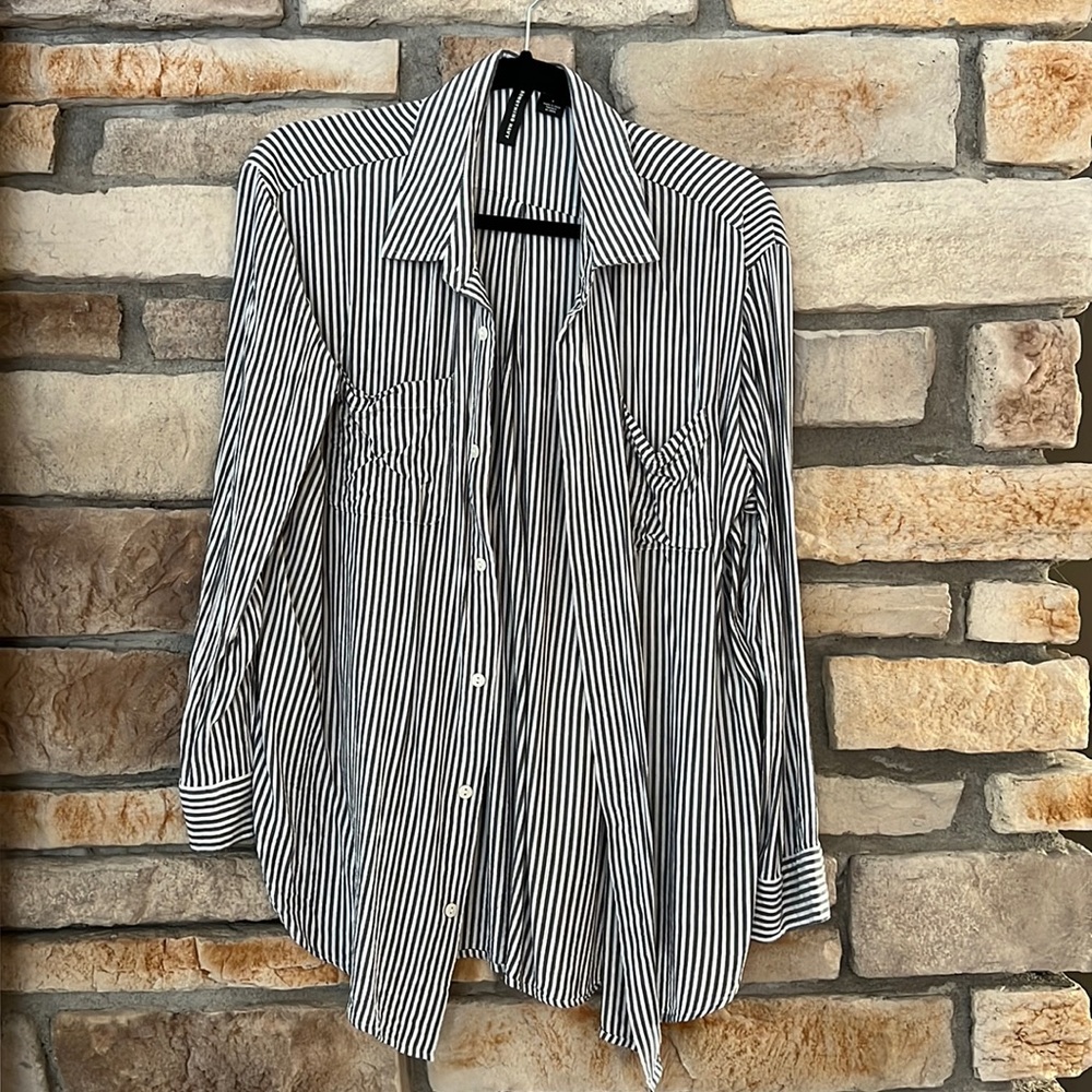 Something Navy Striped Button Down - image 2